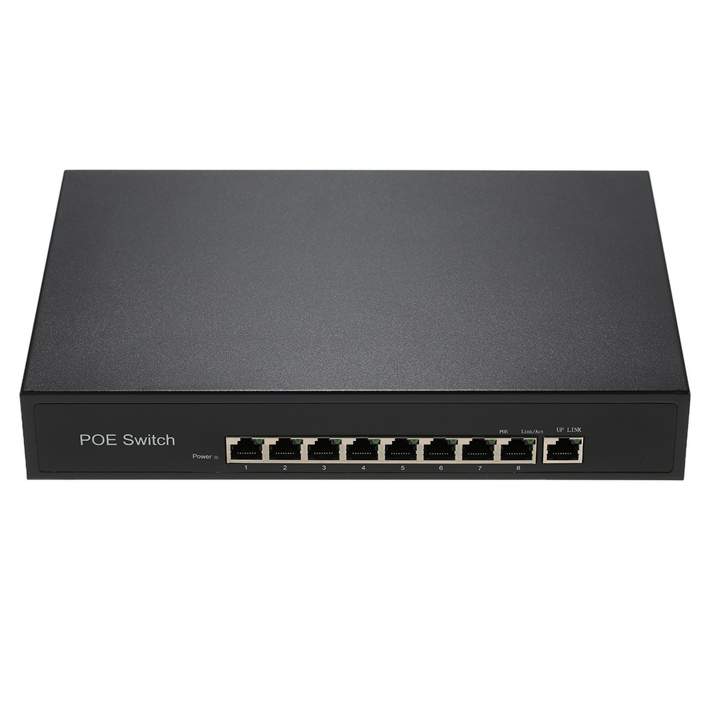 Bộ nguồn tích hợp AP VoIP 1 + 8 cổng 10 / 100Mbps PoE Switch Injector qua Ethernet IEEE 802.3af cho máy ảnh