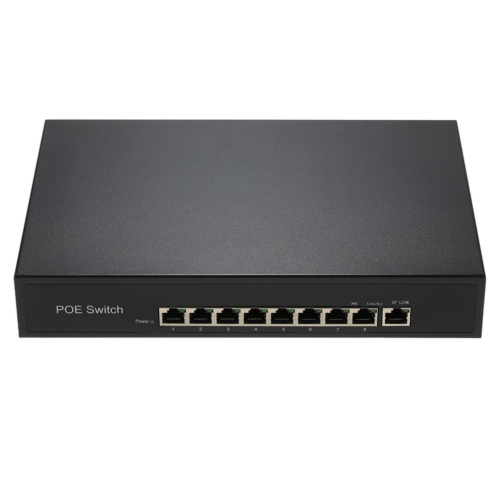 Bộ nguồn tích hợp AP VoIP 1 + 8 cổng 10 / 100Mbps PoE Switch Injector qua Ethernet IEEE 802.3af cho máy ảnh