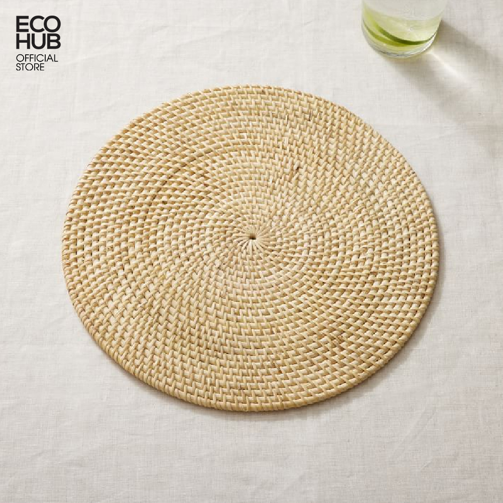 Lót đĩa Bằng Mây Guột bàn ăn (D35cm) Sang trọng (Artesia Natural Round Placemat) | EH014