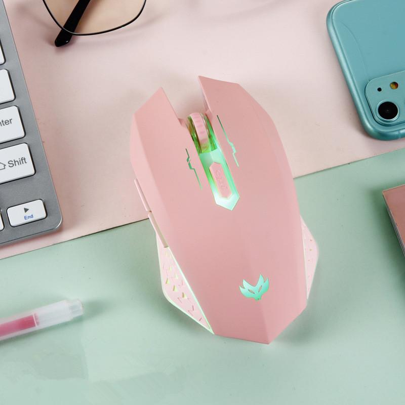 2.4G Không Dây Bluetooth Chuột Hồng Sạc Chuột Im Lặng LED Nhiều Màu Sắc Backlit Chuột Cho Máy Tính Laptop