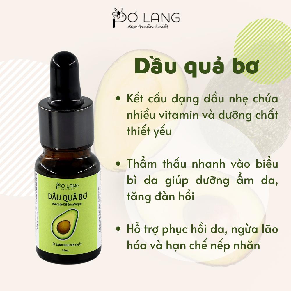 Dầu quả Bơ chống lão hóa giảm rạn da Pơ Lang 10ml (100% Thiên nhiên - Ép lạnh nguyên chất từ cơm quả bơ tươi)