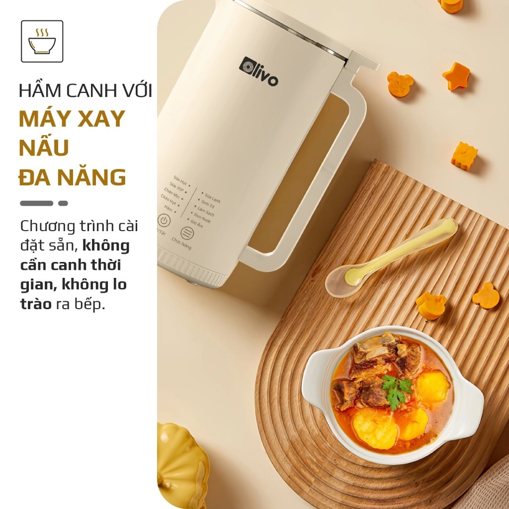 Máy Làm Sữa Hạt Đa Năng Olivo CB2000, 980w - 1.0Lit, 10 Chức Năng Xay Nấu, Hàng Chính Hãng