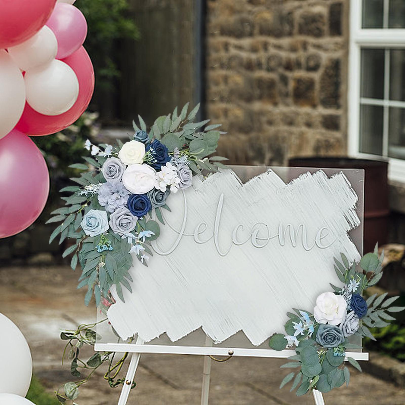 Wedding Arch Flowers Reception Backdrop Floral Rustic Handmade Flower Garland Welcome Ceremony Sign for Front Door Home