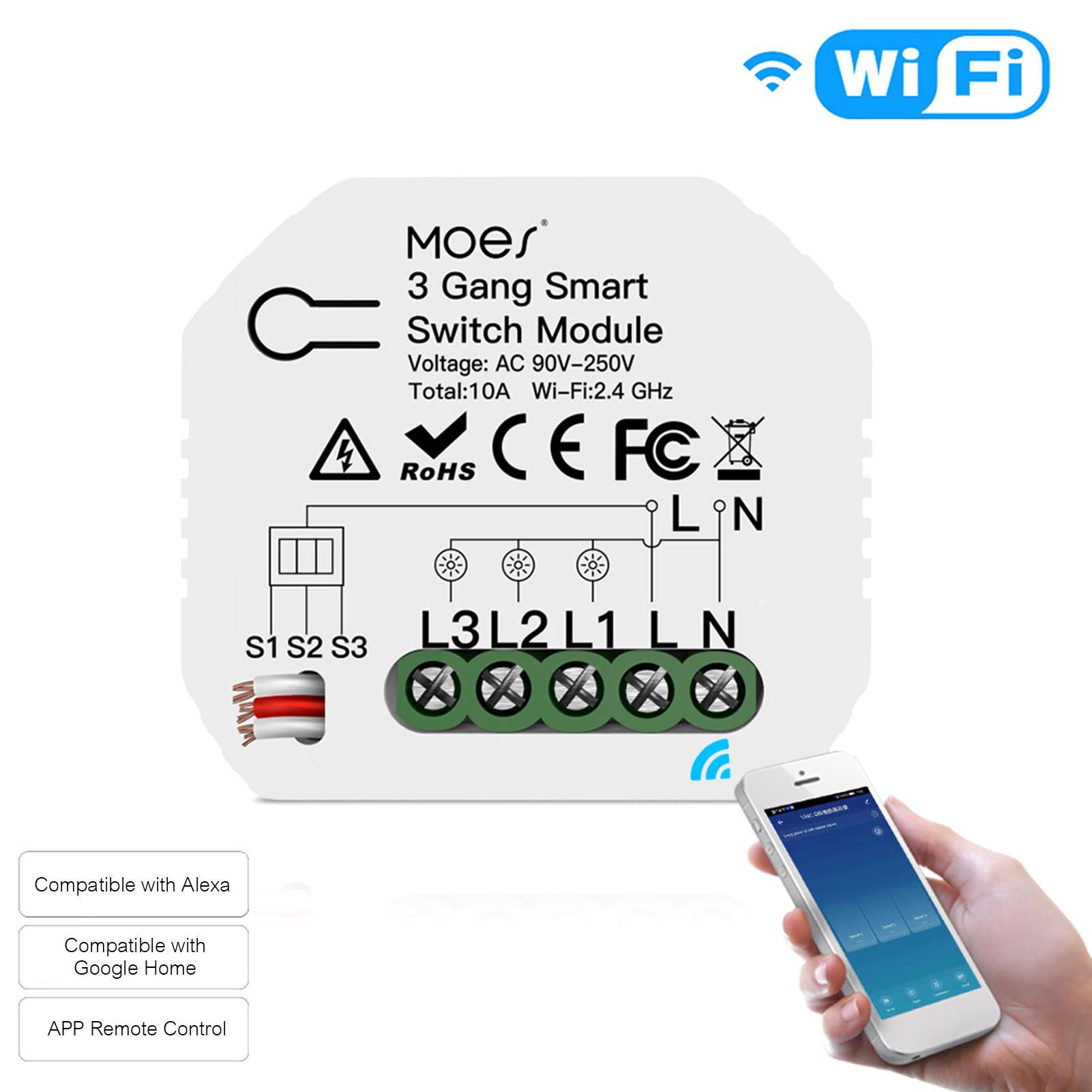 Mô-đun chuyển mạch Wi-Fi Công tắc đèn thông minh Điều khiển bằng giọng nói