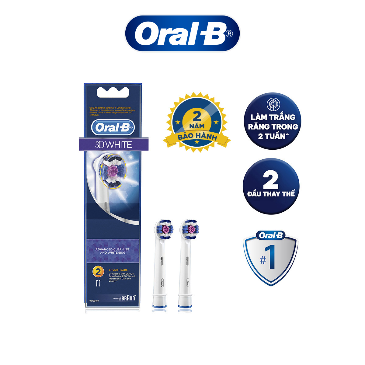 Đầu bàn chải Oral-B 3D White - Hàng chính hãng 100%
