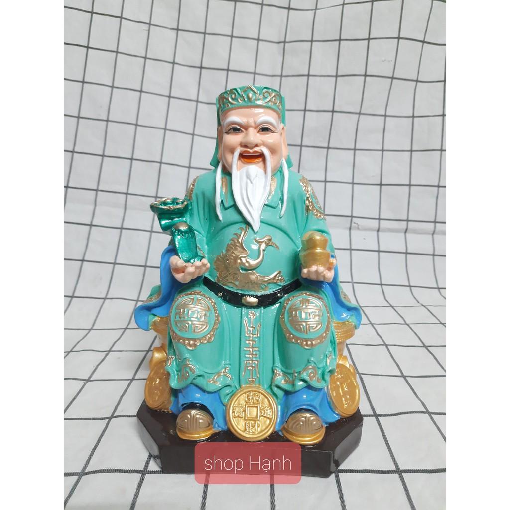 Ông Địa Thần Tài Đê vuông xanh cao 25 cm