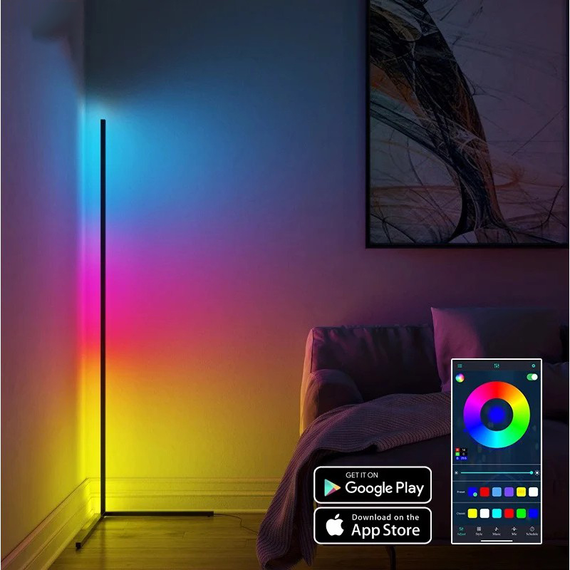 Đèn Góc Tường Corner Light RGB Led Dài 1.4M - Cảm ứng theo nhạc cực đẹp - 16 triệu màu sắc có thể điều khiển bằng remote và app trên smartphone - Trang Trí Phòng Khách, Phòng Ngủ, Phòng Game