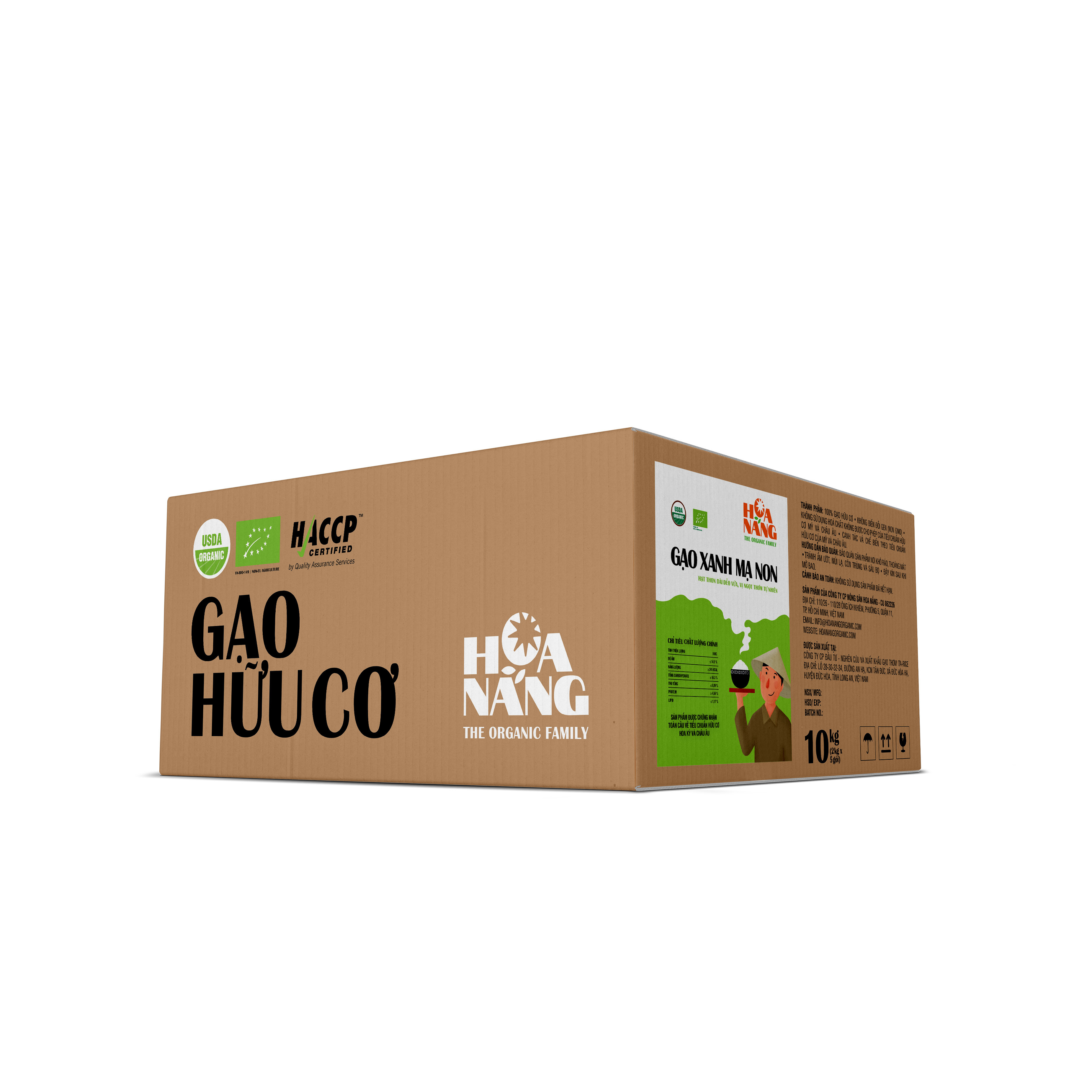 Hình ảnh GẠO HỮU CƠ HOA NẮNG - XANH MẠ NON THÙNG 10KG