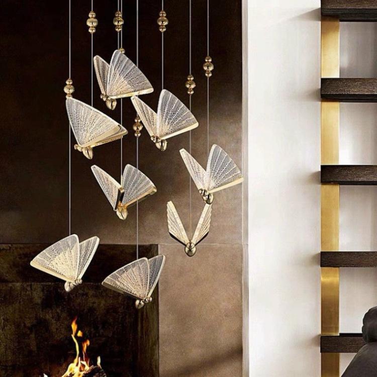 Đèn thả bướm trang trí phòng ngủ, bàn ăn,đèn phòng khách, đèn thả thông tầng DT HQ