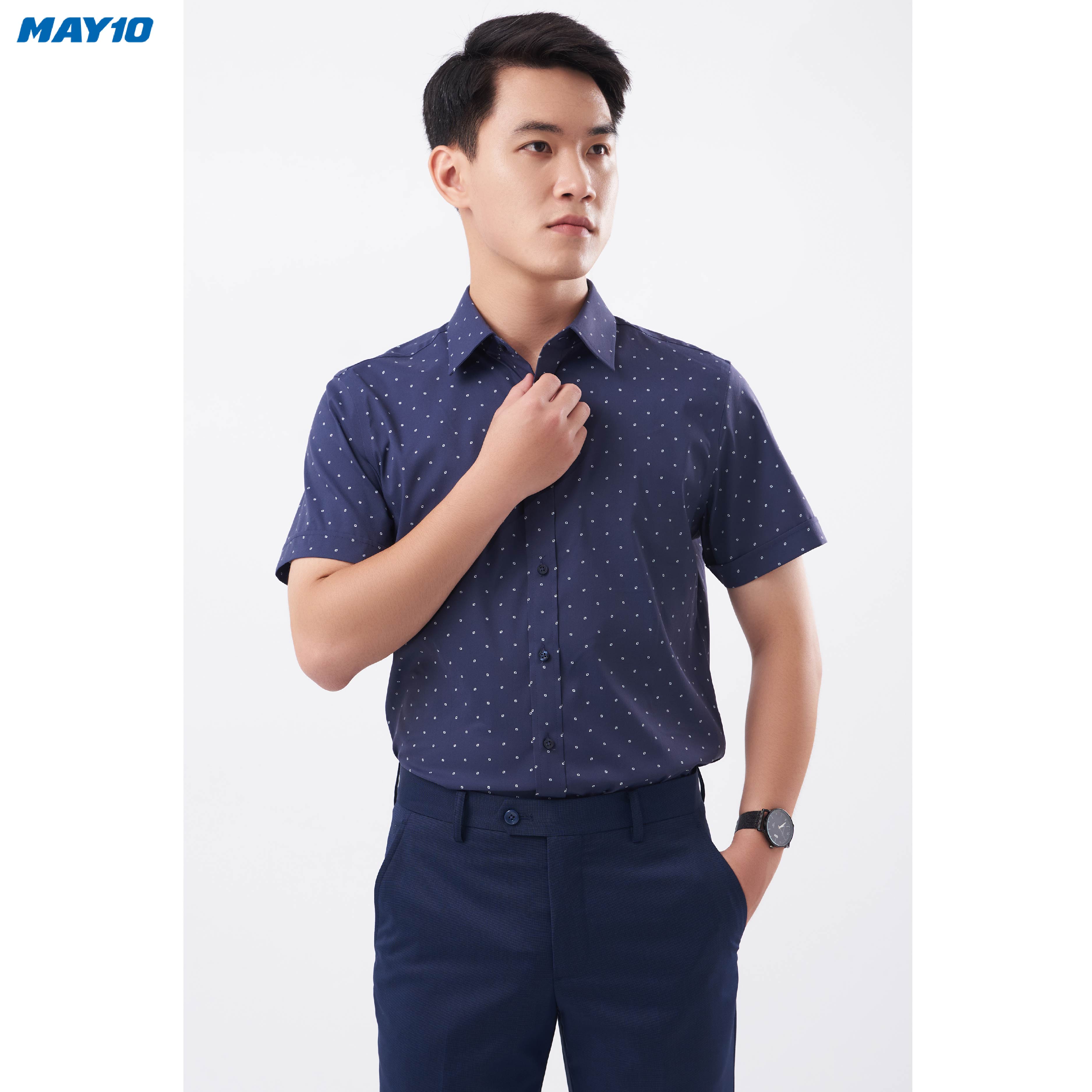 Sơ mi nam cộc tay May 10 form SlimFit mã 010121135 354