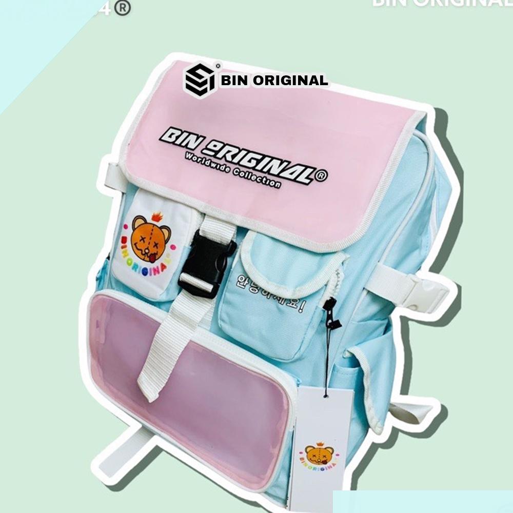 Balo Nam Nữ Đi Học Cao Cấp BIN ORIGINAL Màu Xanh Mint Chất Liệu PU Cao Cấp Siêu Bền Đẹp Giá Rẻ Cho Học Sinh