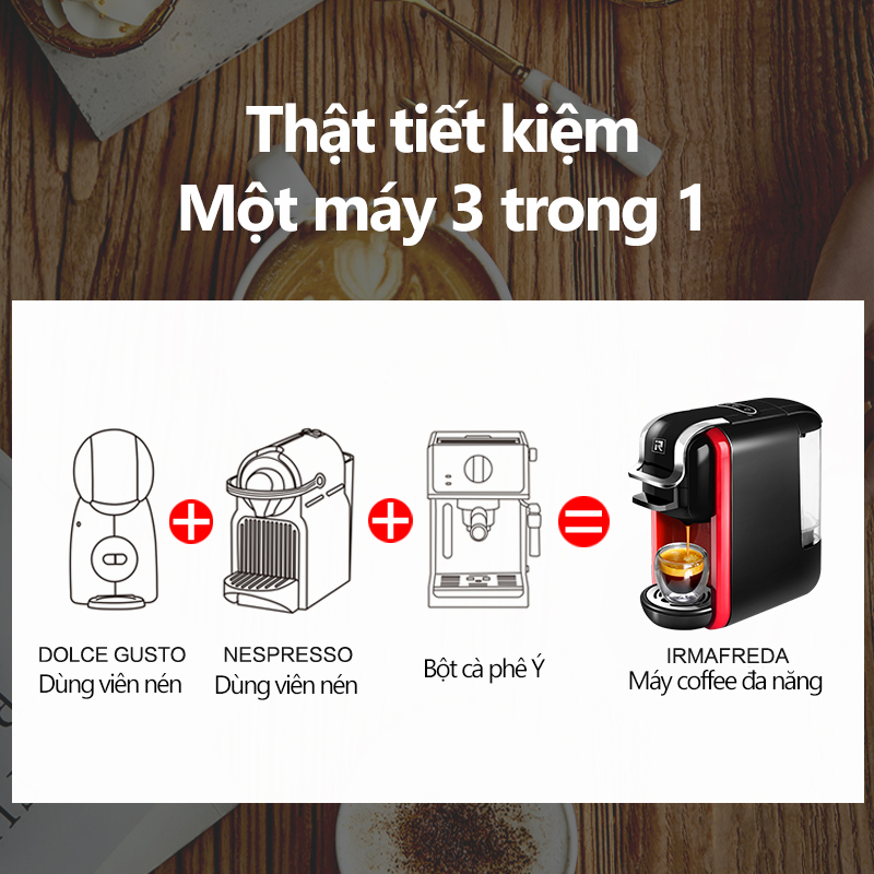 Máy pha cà phê 3 trong 1 , bột cà phê nhanh chóng tiện lợi Chức Năng Pha Espresso, Tạo Bọt Sữa -Hạn bảo hành 3 tháng