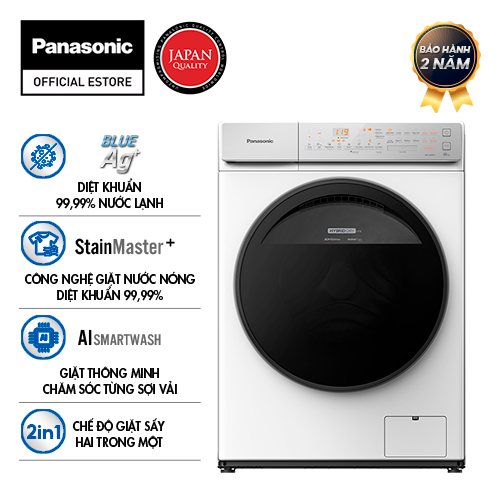 Máy Giặt Cửa Trước Panasonic 9 Kg NA-V90FC1WVT - Diệt khuẩn đến 99.99% - Tính năng sấy tiện ích - Hàng Chính Hãng (Trắng) - Giao Toàn Quốc