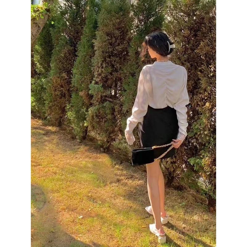 Áo sơ mi lụa HQ tay ren