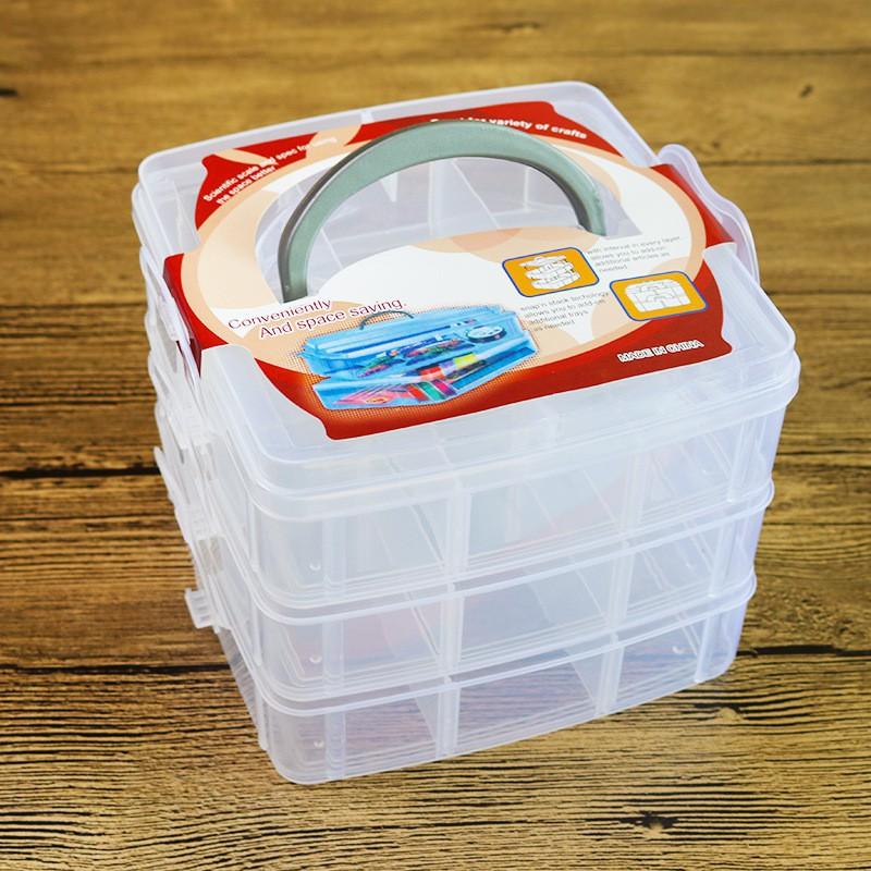Hộp Nhựa 3 Tầng 18 Ngăn đa năng - giao màu ngẫu nhiên