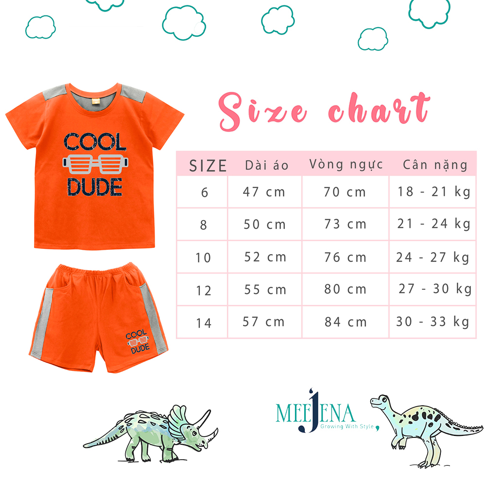 Đồ Bộ Bé Trai Thun 15-33 kg Vải 100% COTTON - MEEJENA - 757