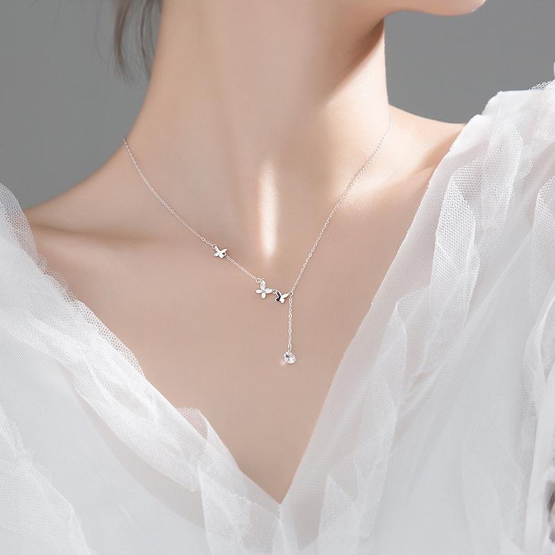 Dây Chuyền Bạc Blue Peach Butterfly DC591