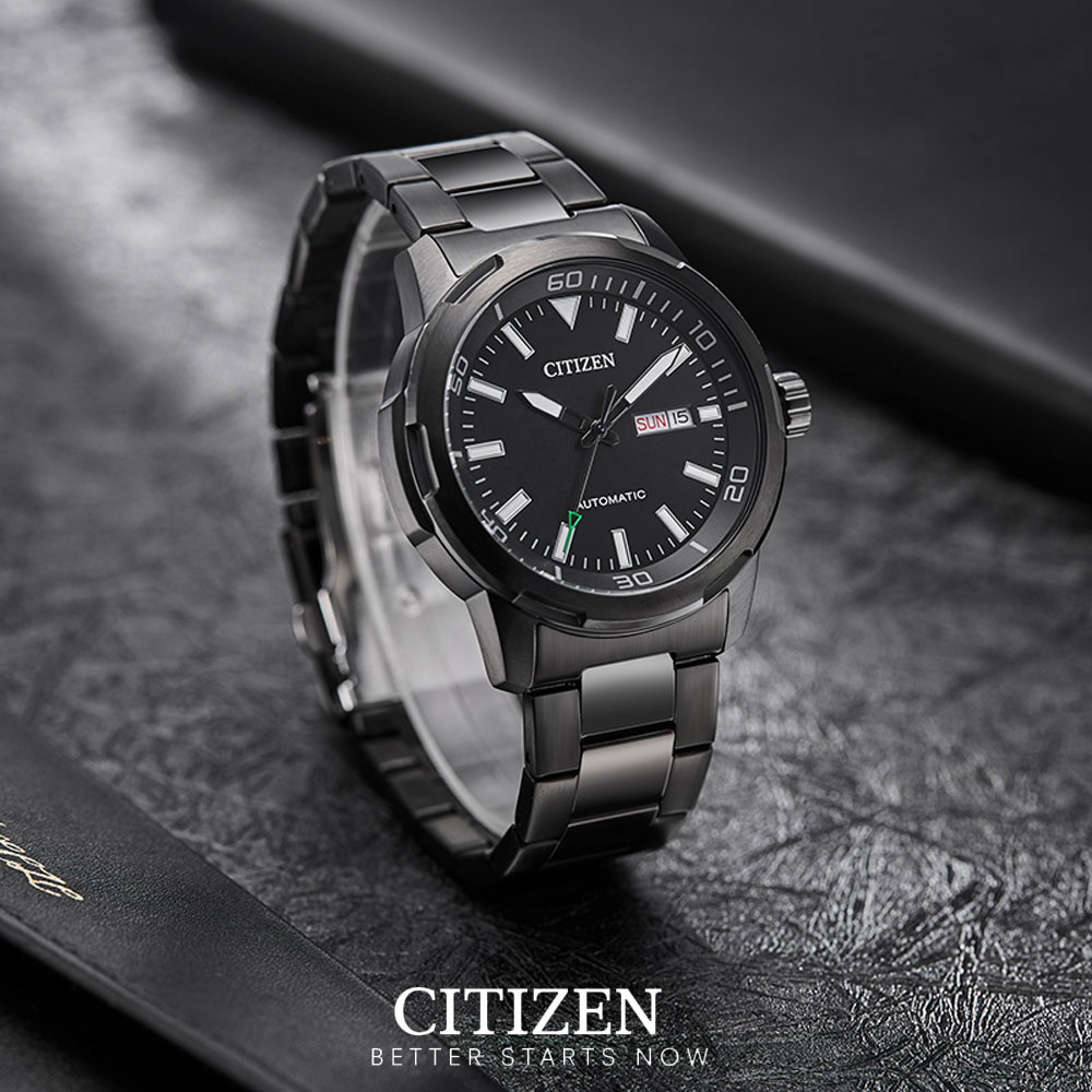 Đồng Hồ Nam Citizen Dây Thép Không Gỉ Máy Cơ-Automatic NH8375-82E - Mặt Đen