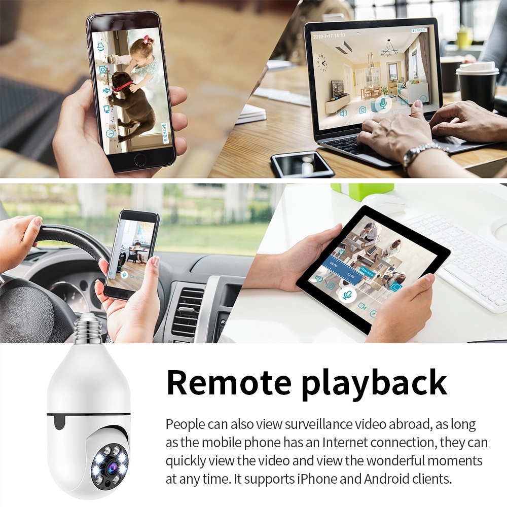 Camera A6 wifi IP 360 độ bóng đèn FullHD 1080P, kết nối với điện thoại từ xa, giám sát không dây, quay ban đêm