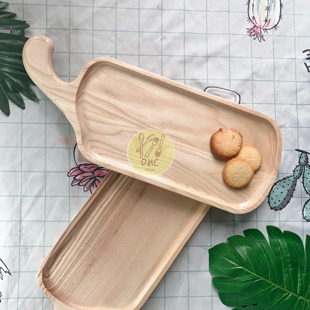 Khay tay cầm lệch gỗ Tần Bì nguyên khối I Khay gỗ đựng đồ ăn ,Decor trưng bày, chụp hình sản phẩm,