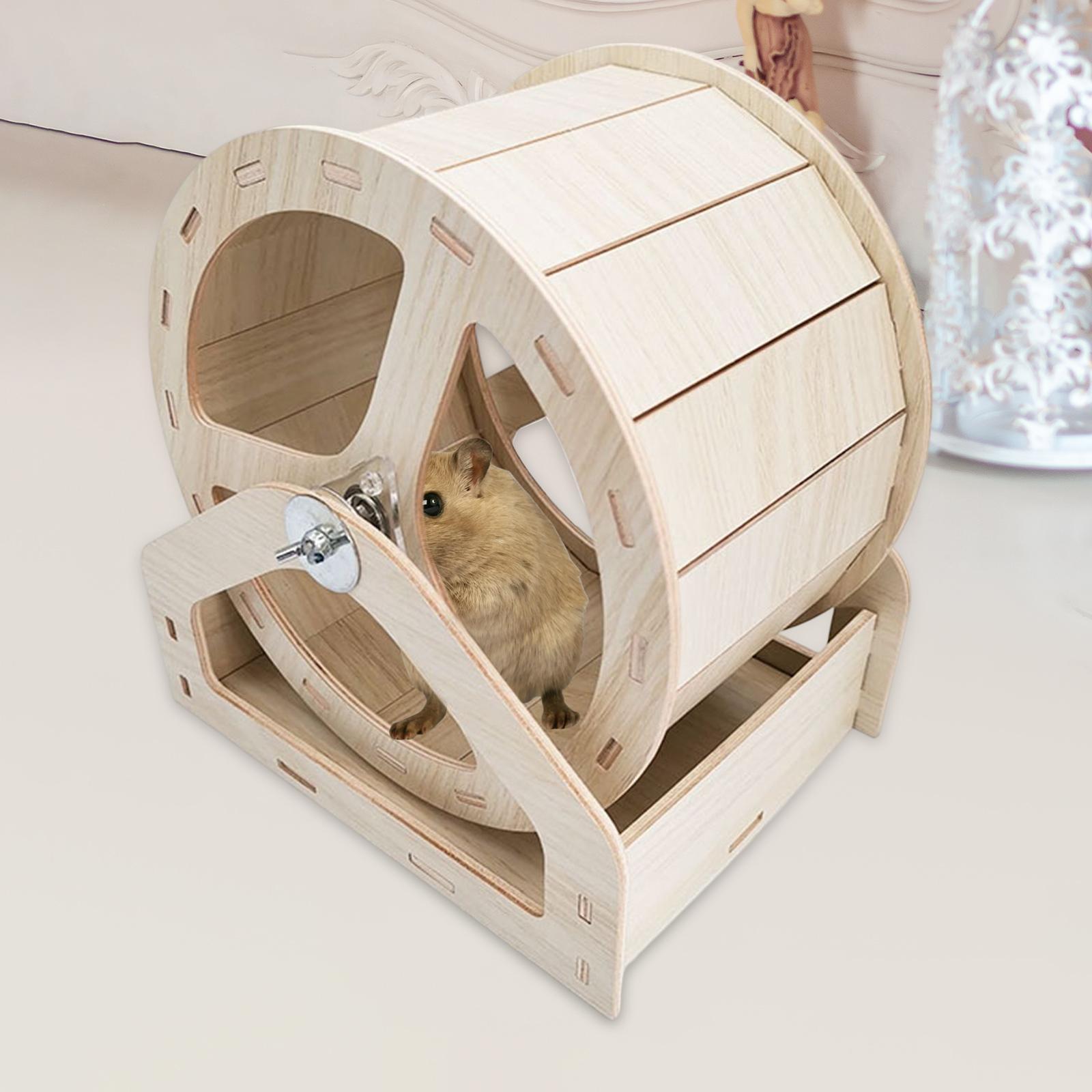 Wood Hamster Running Wheels, Small Pet Rotatory Jogging Wheel Hedgehog Chinchilla Round Rat Quiet Roller Hamster Exercise Wheel Accessories