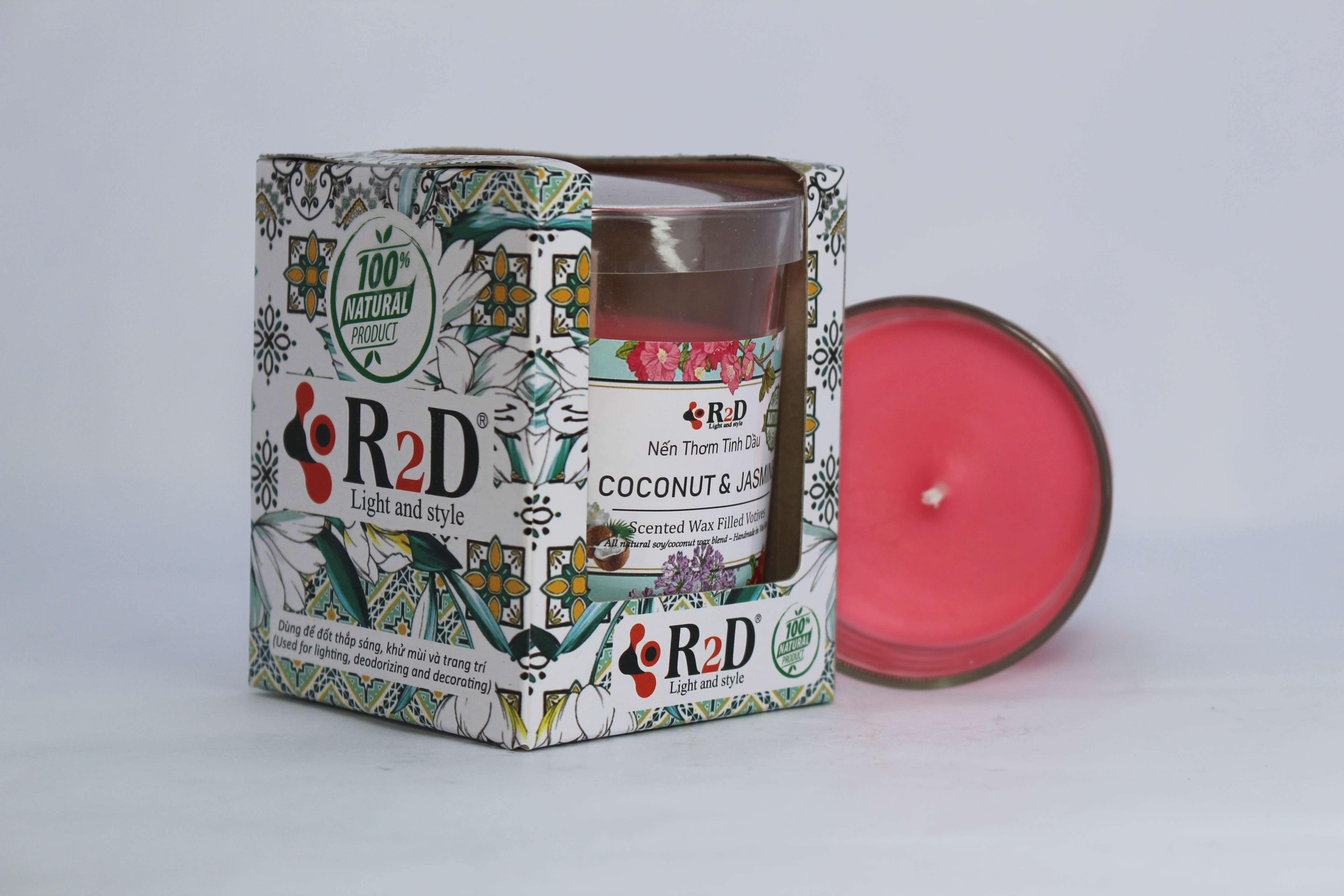 Nến thơm hoa Lài Coconut Jasmine R2D Thư giãn tinh thần - khử mùi hiệu quả