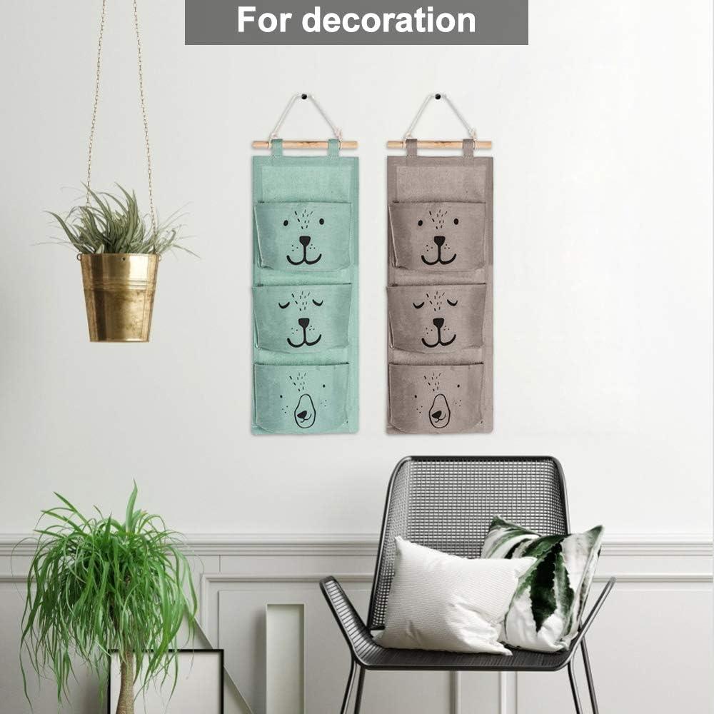 2PCCS Túi lưu trữ treo tường 3 túi vải lót túi vải giỏ túi lưu trữ không thấm nước cho kính điều khiển từ xa thư