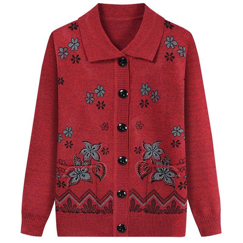Áo khoác len cardigan trung niên nữ cho bà cho mẹ_ áo len dệt kim thêu hoa cao cấp