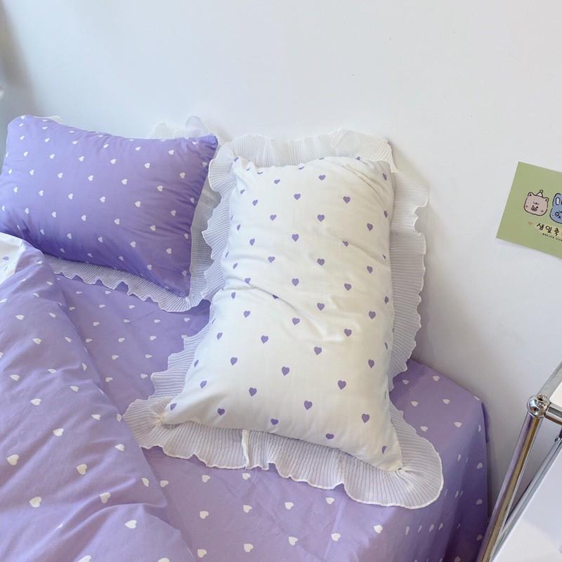 Set Cotton bèo 100%cotton Hàng Nhập Khẩu Cao Cấp 4 Món Tim Vàng Có Thể Sử Dụng Cả 2 Mặt Để Đổi Mới Không Gian Phòng