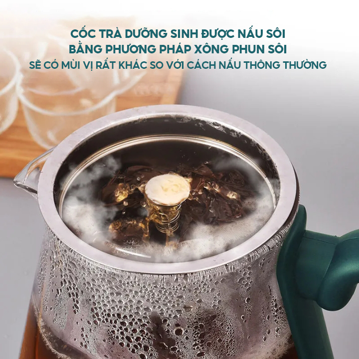 Bình Đun Điện Nấu Trà Dưỡng Sinh Có Đế Rời, Dung Tích 1 Lít Nấu Trà Nấu Nước Giữ Nhiệt Đa Năng