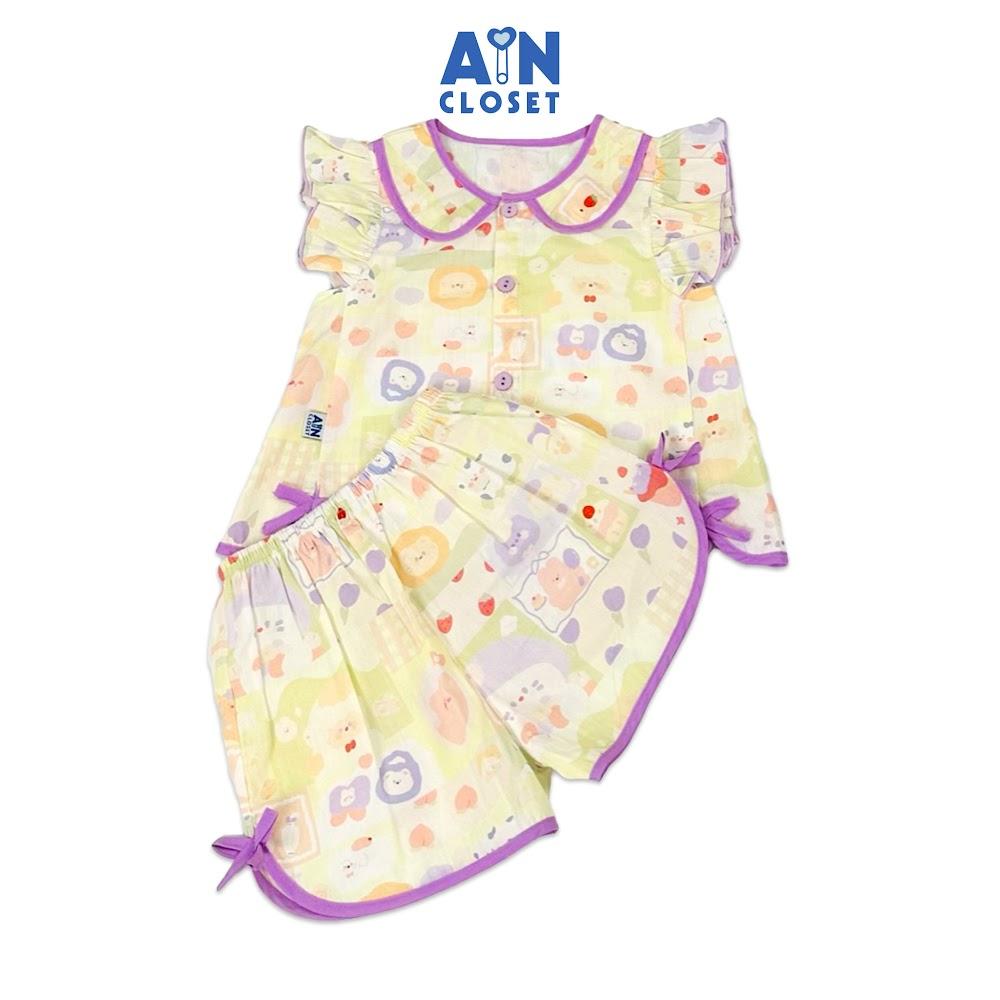 Bộ quần áo Ngắn bé gái họa tiết Sư Tử Viền Tím cotton - AICDBGCDX1P8 - AIN Closet
