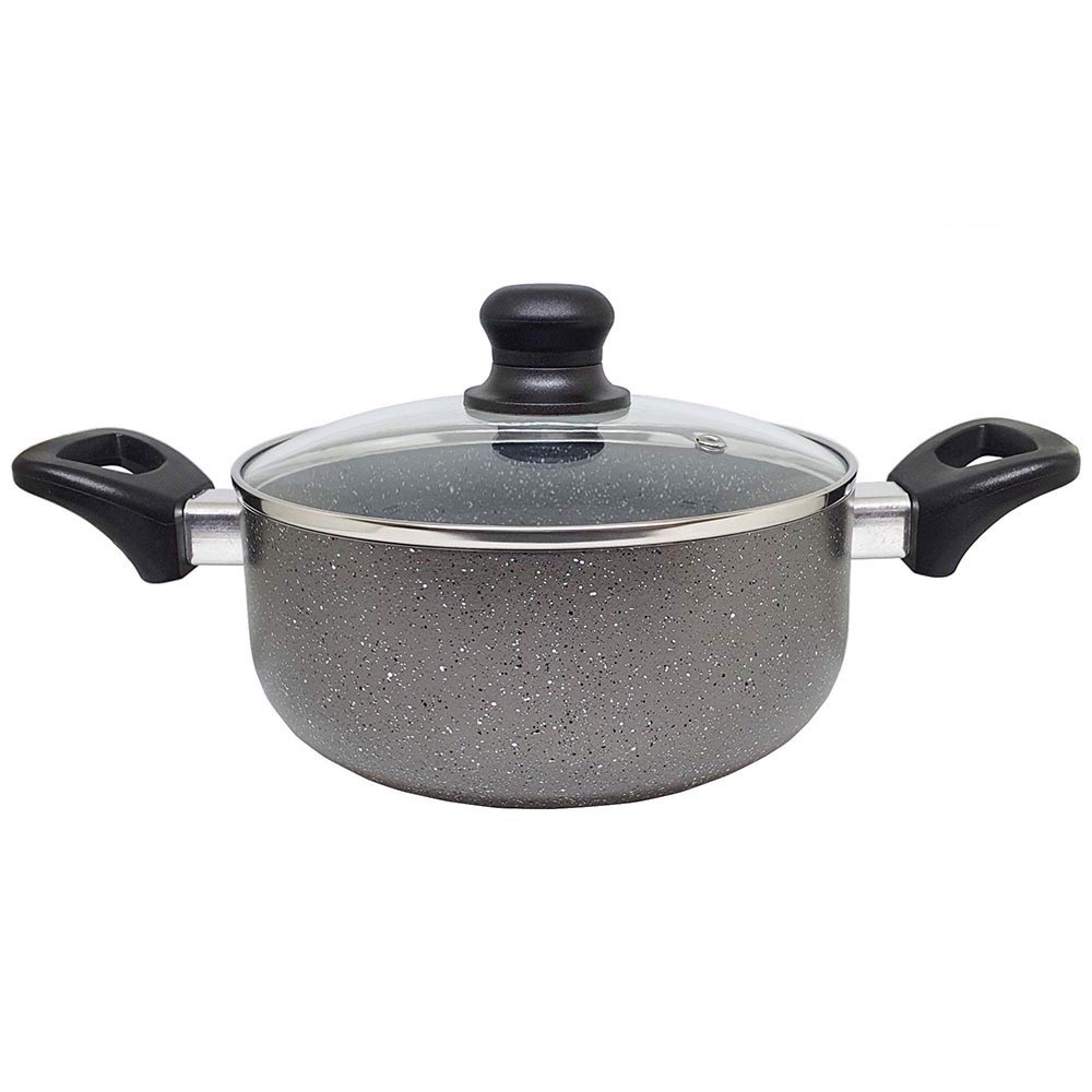 Nồi hợp kim Nhôm vân đá phủ chống dính 2 mặt GreenCook GCS03 nắp kính cường lực Size 20Cm, Sâu 9cm - Màu Ngẫu Nhiên