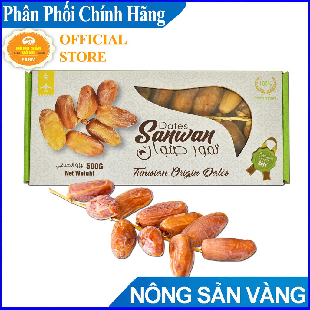 Chà Là Khô Nguyên Cành Sanwan Tunisia 500g, dẻo ngon không đường, Chà Là Nguyên Cành Nhập Tunisia