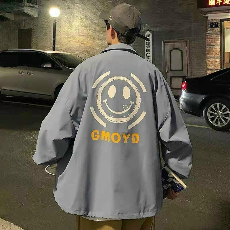 Áo Khoác Dù BOMBER GMOYD Varsity Mặt Cười Unisex Form Rộng Nam Nữ Ulzzang