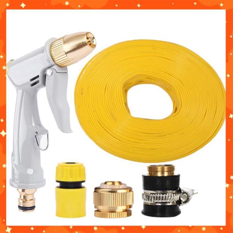 Bộ dây vòi xịt nước tưới cây rửa xe,tăng áp 3 lần, loại 20m (cút nhựa nối đồng nhựa) 206846