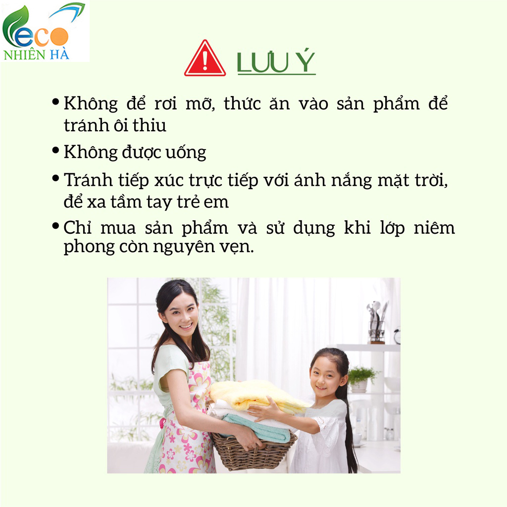 Nước giặt xả ECOCARE 1L tinh dầu bưởi, nước giặt hữu cơ an toàn cho bé, không hại da tay