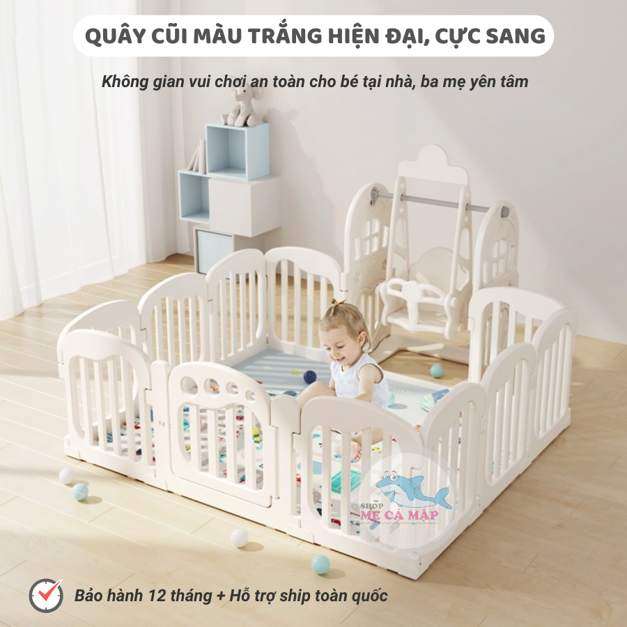 Quây cũi nhựa TẶNG KÈM 100 BÓNG VÀ 1 THẢM, quây cũi nhựa nguyên sinh an toàn