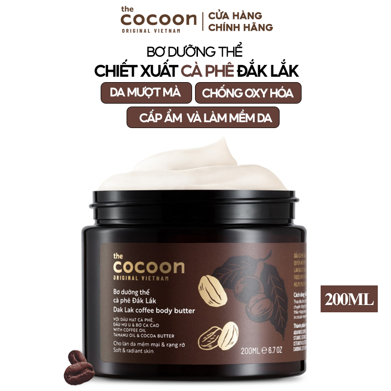 Bơ Dưỡng Thể Chiết Xuất Cà Phê Cấp Ẩm Dưỡng Mịn Da Cocoon Dak Lak Coffee Body Butter