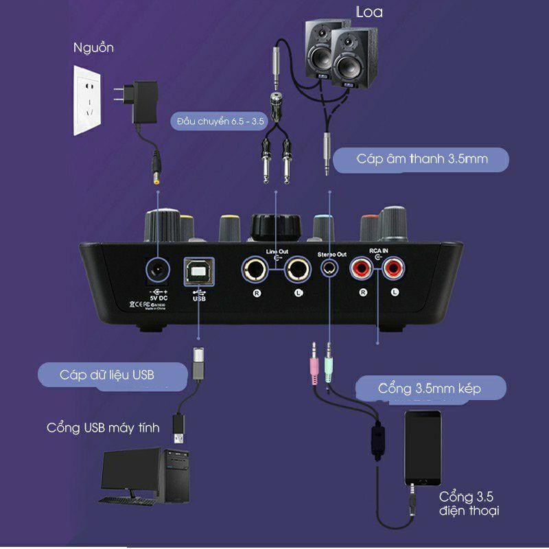 BỘ SOUND CARD ICON Upod Pro có 72 hiệu ứng và chất lượng 16bit/48kHz hỗ trợ nguồn 5-48v mic thu am anh kyo