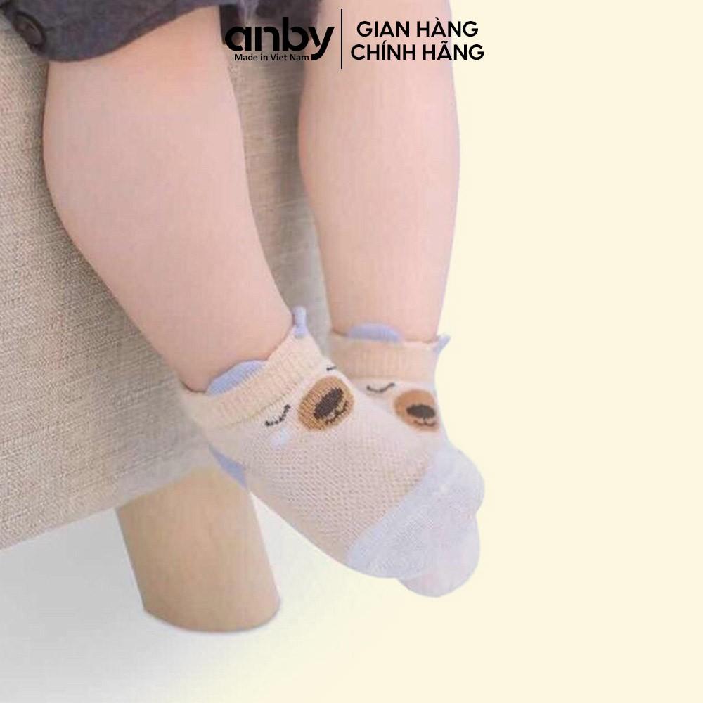 Set 5 đôi tất lưới trẻ em ANBY cotton chống trượt cho bé từ sơ sinh đến 2 tuổi