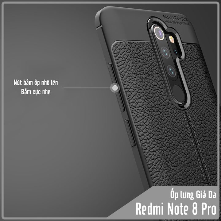 Ốp lưng cho Xiaomi Redmi Note 8 Pro Giả da chống sốc Auto Focus