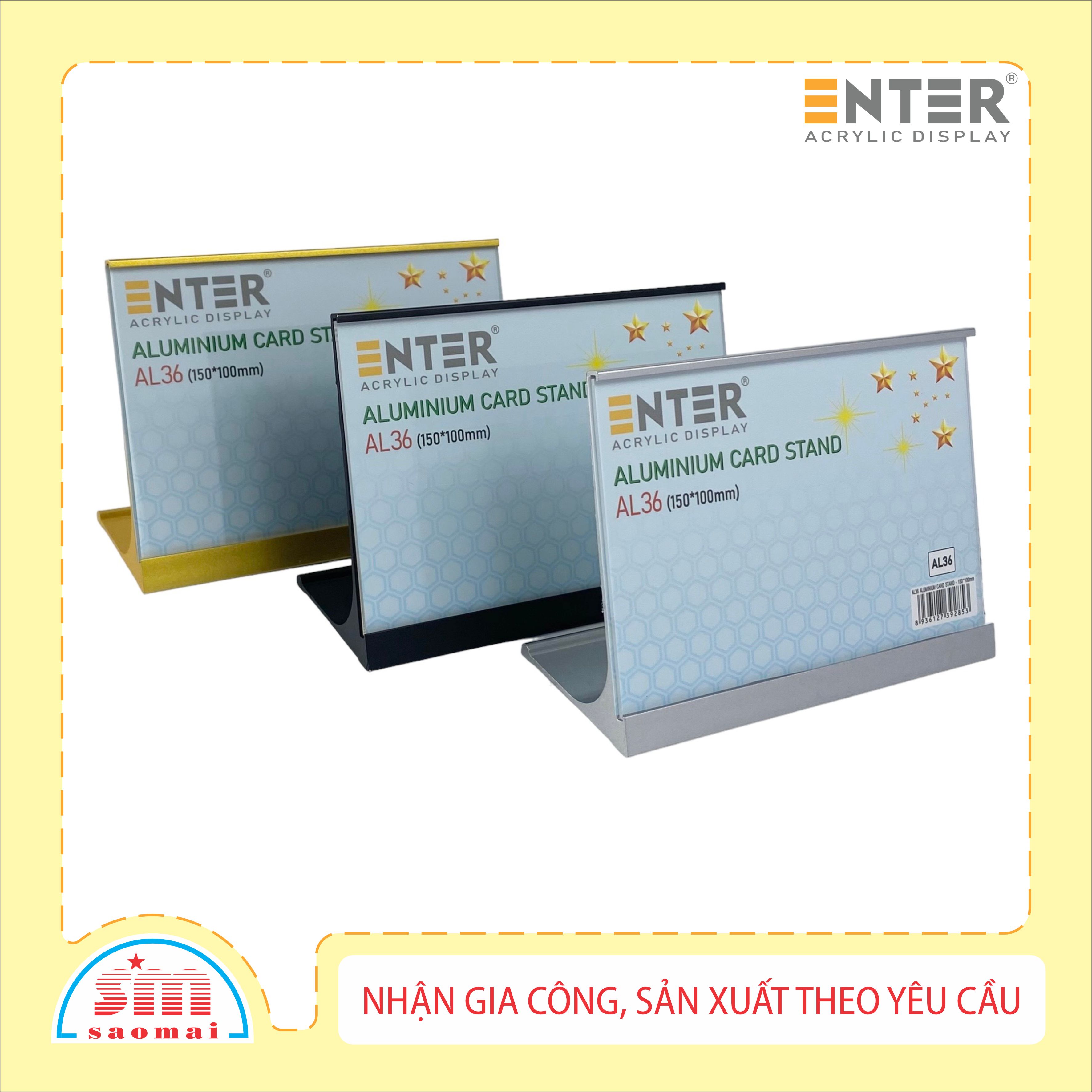 Bảng thông tin để bàn nhôm Enter AL36 150x100mm