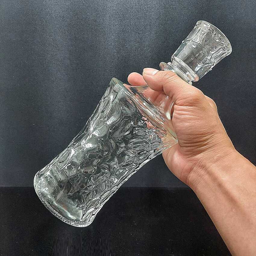 Bình Thủy Tinh Đựng Rượu 750ML cao cấp mẫu trụ tròn vát đáy – Chai Đựng Rượu Đẹp – Chai Thủy Tinh Đựng Rượu trang trí bàn ăn – Vỏ Chai Rượu Đẹp