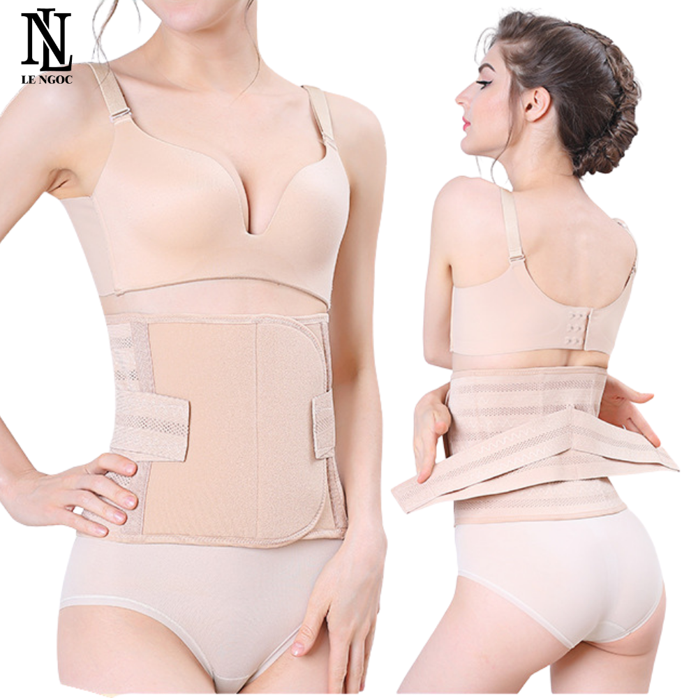 Đai nịt bụng chống cuộn sau sinh, gen nịt bụng dán định hình tan mỡ lỗ thông hơi thoáng khí-LN072