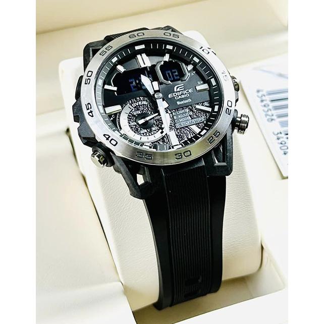 Đồng Hồ Nam Dây Nhựa Casio Edifice ECB-40P-1A Chính Hãng Bluetooth | Khung máy Carbon | ECB-40P-1ADF