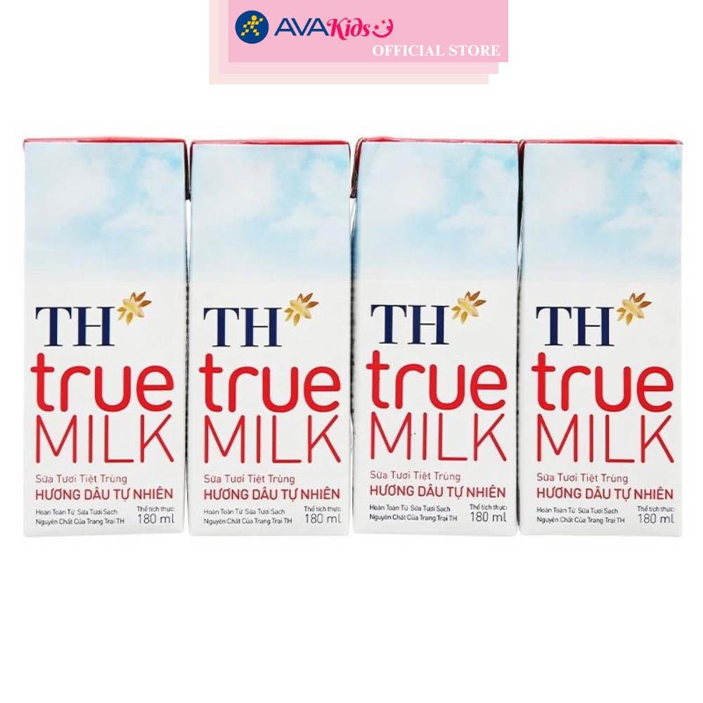 Thùng 48 hộp sữa tươi tiệt trùng TH true MILK có đường hương dâu 180 ml (từ 1 tuổi)