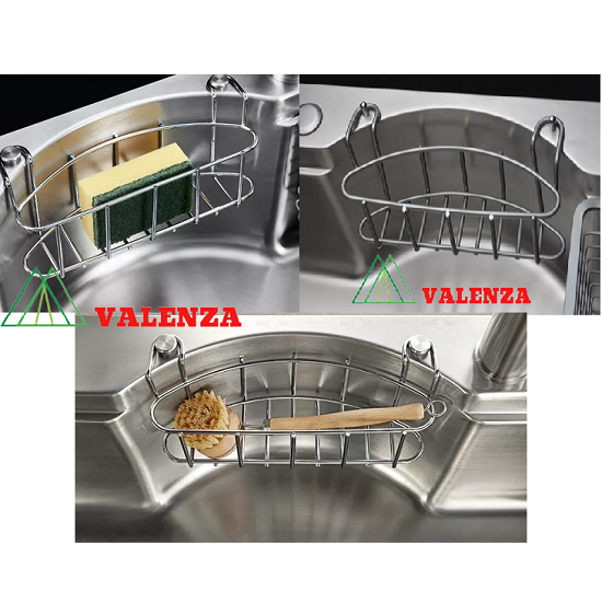 Combo chậu rửa chén bát 1 hố lớn Valenza dạng ĐÚC dày 3,5 li kiểu dáng Hàn Quốc inox 304 100% kèm vòi rửa bát rút dây Valenza sus304, bộ xả to ngăn mùi, khay inox kín-TẶNG BÌNH NƯỚC RỬA CHÉN