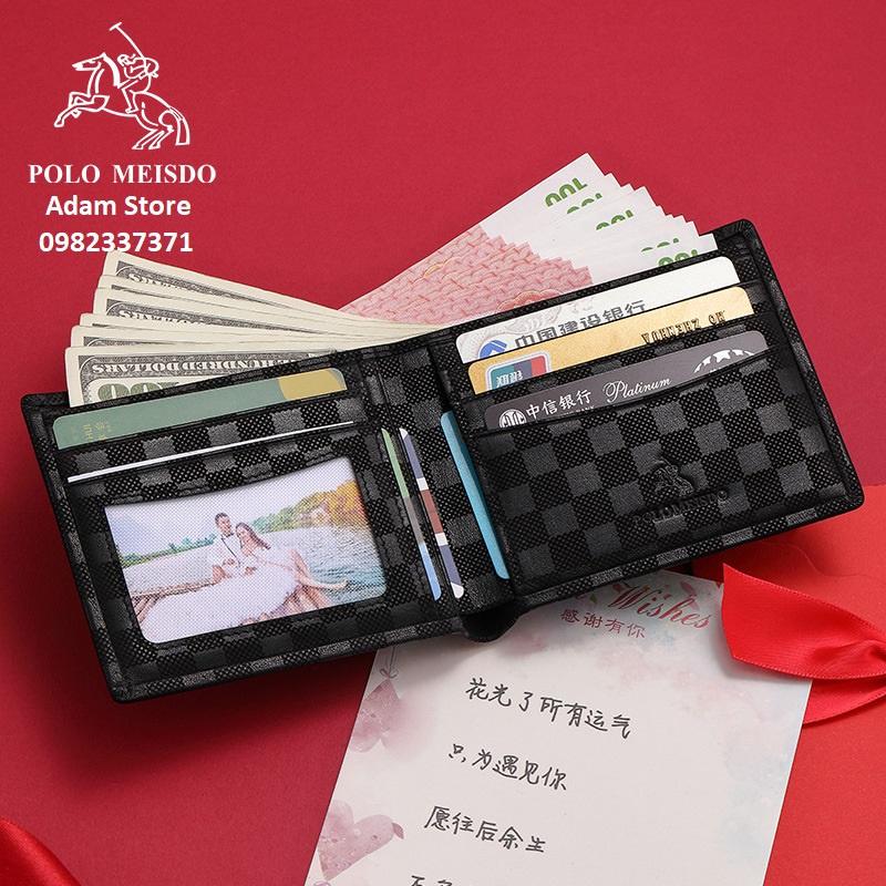 Ví Da Bò Nam Cao Cấp POLO MEISDO Full Hộp Phù Hợp Làm Quà Biếu Tặng Sinh Nhật PL38