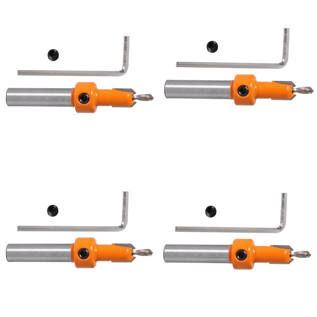 4 Pieces Alloy Tapered Countersink 8mm Shank Wrenches Set Tools