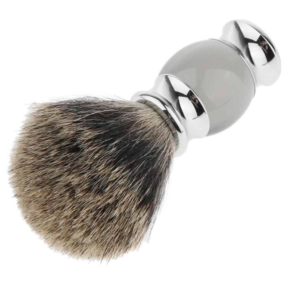 Male's Mustache Beard Shaving Brush + Safety Stainless Stand Rack + ABS Bowl Mug